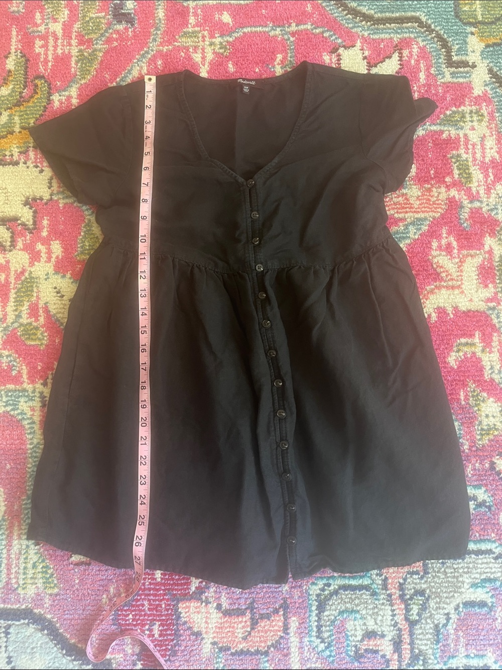 Madewell Black Button-Front Mini Dress